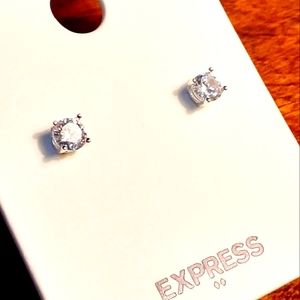 Express Silver & Cubic Zirconia Stud Earrings